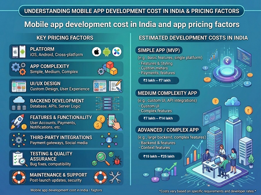 Mobile app development cost in India and app pricing factors