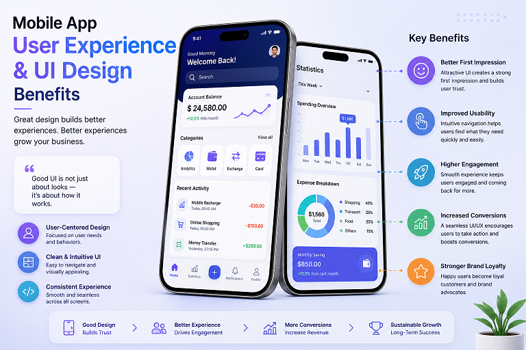 Mobile app user experience and UI design benefits