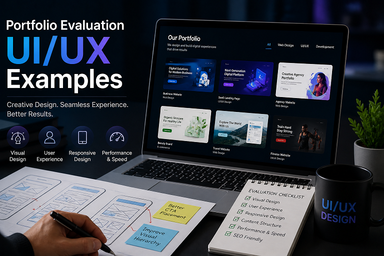 Web design company portfolio evaluation and UI UX examples