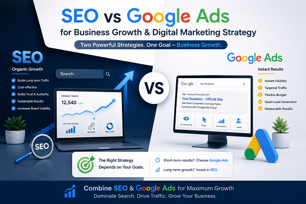 SEO vs Google Ads for business growth and digital marketing strategy