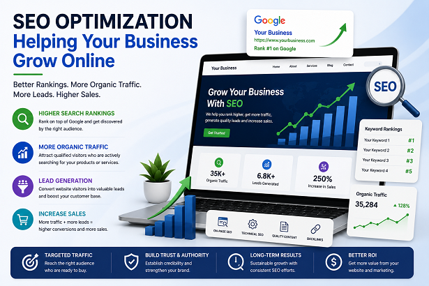 SEO optimization helping business website increase sales organic traffic and lead generation